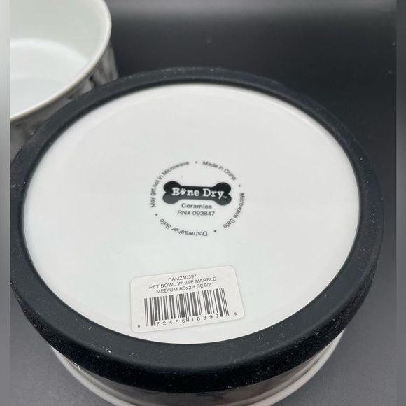 NIB!! Bone Dry Pet Bowl Collection Ceramic Set, Medium, Marble, 2 Count - Picture 7 of 7